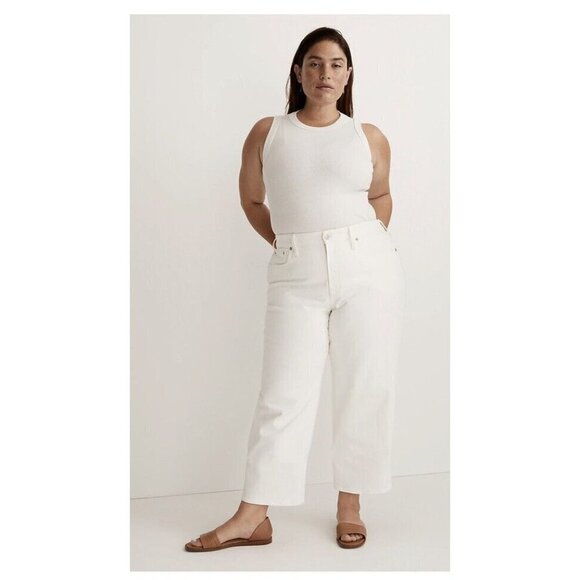 Madewell The Perfect Vintage Wide Leg Crop Jeans White Size 33 High Waist NWT Y1 - Picture 4 of 8